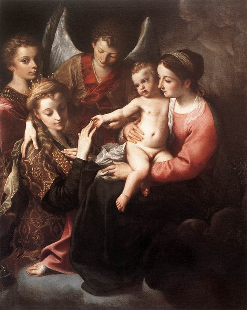 Carracci_Annibale_The_Mystic_Marriage_of_St_Catherine Poster Canvas Movie Film P
