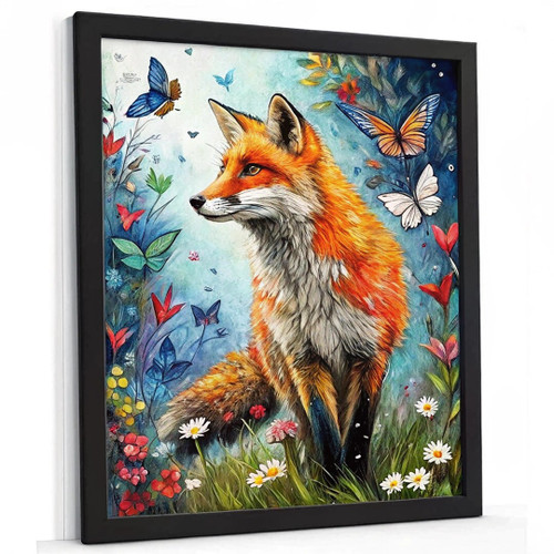 Cute Fox Print Woodland Animals Wall Art Rainbow Fox In The Forest A3 A4 Artwork