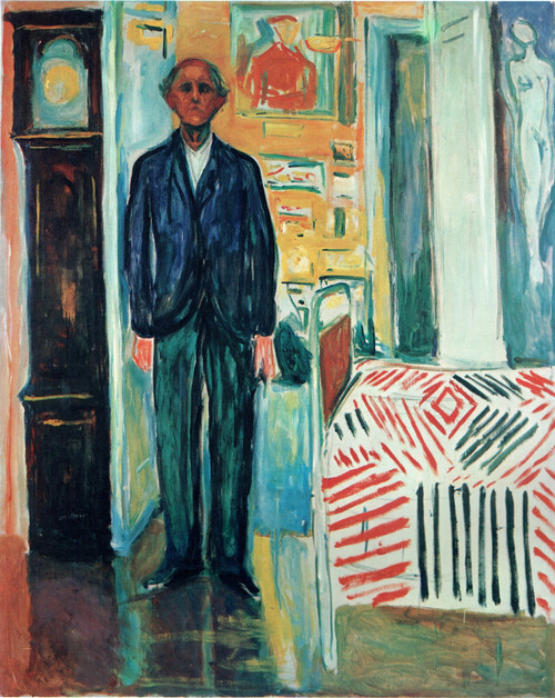 Edvard Munch - Self-portrait between the clock and the bed Poster Canvas Print A