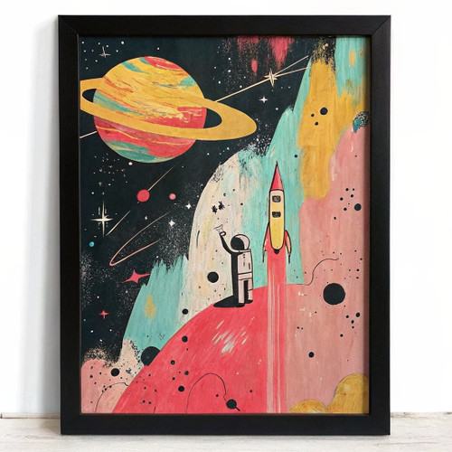 Pastel Space Rocket Art Wall Print Pastel Colours Poster Print Abstract Space (1