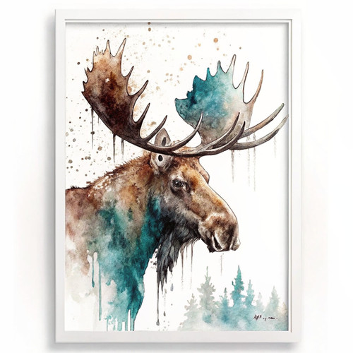 Watercolour Moose Art Print (2) Poster Canvas Movie Film Print A0 A1 A2 A3 A4 A5