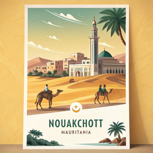 Exotic Nouakchott Mauritania Travel Poster - Sahara Desert Art Print Poster Canv