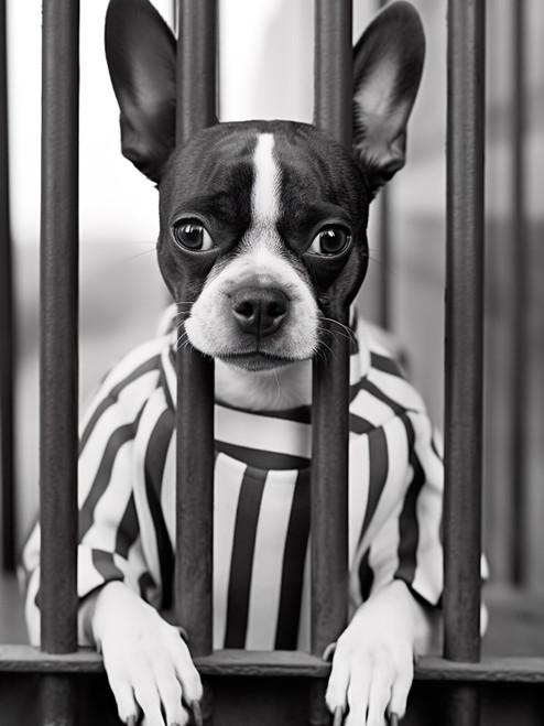 Dog in Prison-5--3by4 Poster Canvas Funny Annimals Pritnt A0 A1 A2 A3 A4 A5 A6