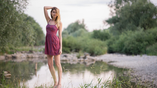 women-red-dress-outdoors-5k-3a-5120x2880 Poster Canvas Movie Film Print A0 A1 A2