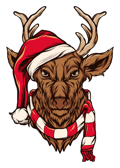 194. Deer Wearing Santa Hat Sticker Poster Canvas Movie Film Print A0 A1 A2 A3 A