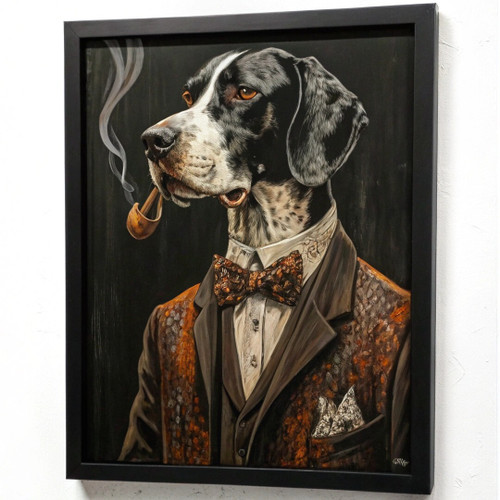 Elegant Great Dane in Suit Art Print - Dapper Dog with Pipe Great Dane Wall Art