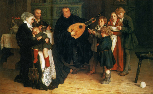 Luther_im_Kreise_seiner_Familie_musizierend Poster Canvas Print Art Painting Dec