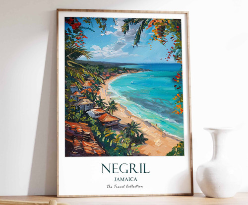 9_Negril Print, Negril Travel Poster, Jamaica Travel Poster, Caribbean Print, Tr