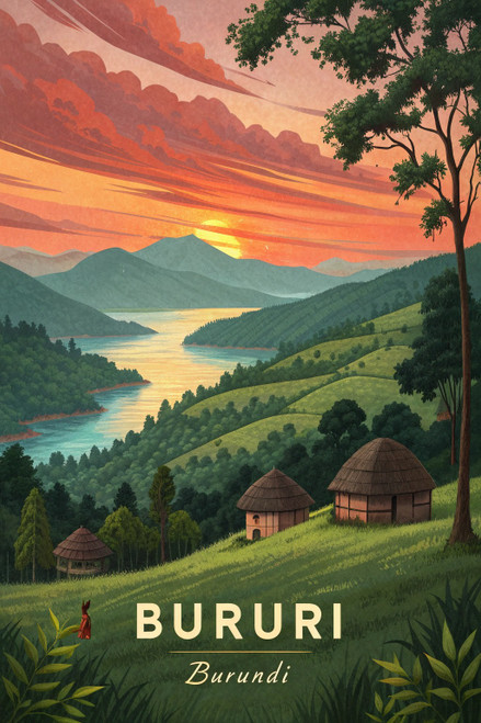 Vibrant Bururi Burundi Travel Poster - Exotic African Landscape Art Print Poster
