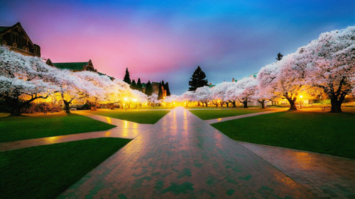 cherry-blossom-tree-park-4k-pr-3840x2160 Poster Canvas Movie Film Print A0 A1 A2