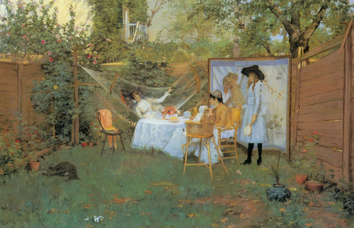 William Merritt Chase - The Open Air Breakfast-1886 Poster Canvas Movie Film Pri