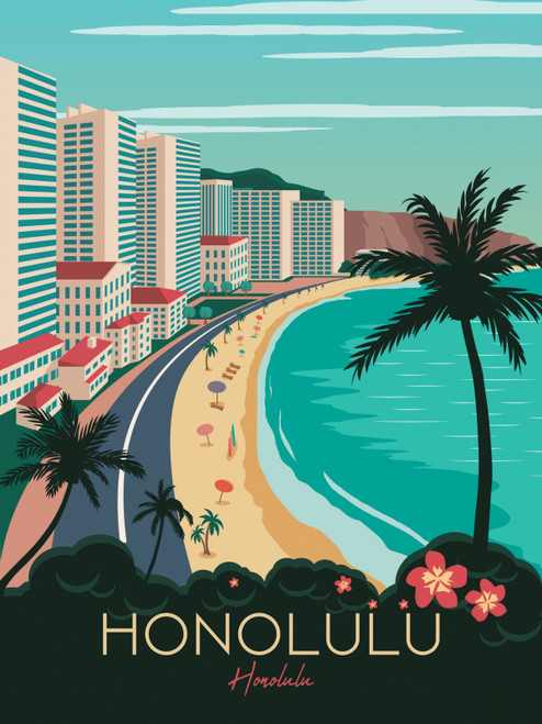 Honolulu vintage travel 47 Poster Canvas Movie Film Print A0 A1 A2 A3 A4 A5 A6 A