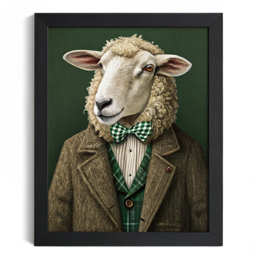 Vintage Sheep Wall Art Print Sheep In Tweed Suit And Bowtie Portrait Sheep Art P