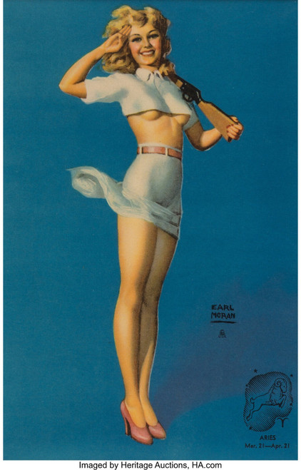 Earl Moran - Aries Pinup Girl Poster Canvas Print Art Painting Decor Reprint wal
