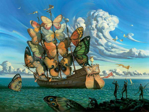 Salvador Dali - Butterfly ship 2 Poster Canvas Movie Film Print A0 A1 A2 A3 A4 A