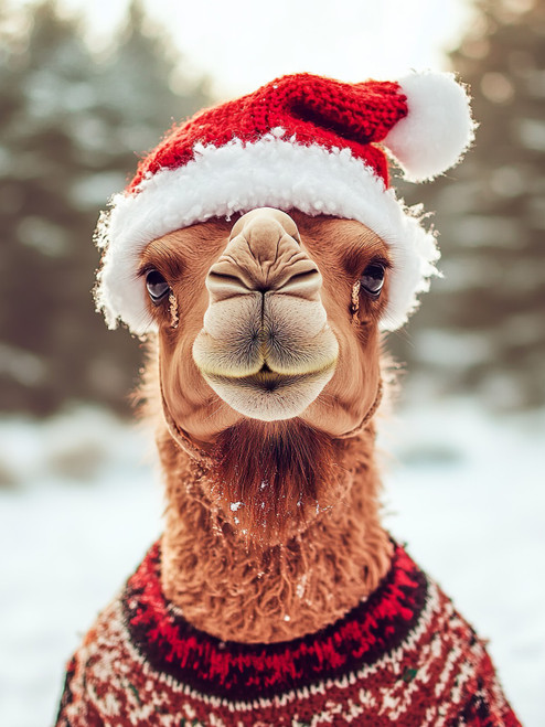 Christmas Camel-3by4 Poster Canvas Funny Annimals Pritnt A0 A1 A2 A3 A4 A5 A6