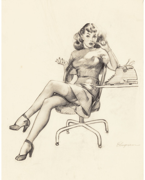 Gil Elvgren - Pinup Girl - I am Never Promoted But I Get Lots of Advances prelim