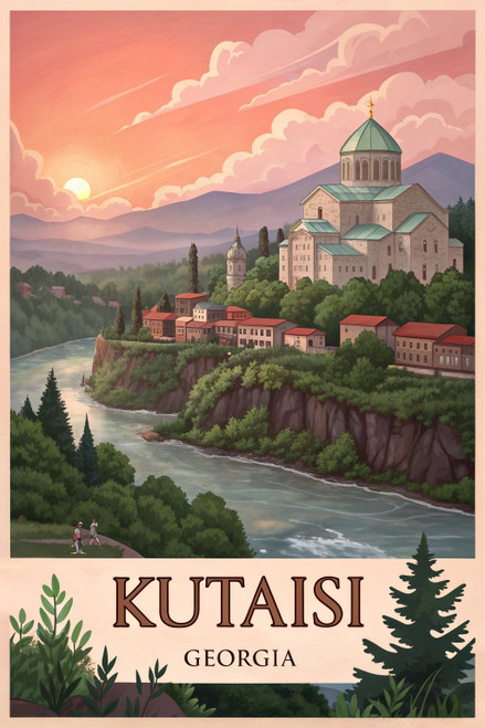 Captivating Kutaisi Georgia Travel Poster - Historic Cityscape Art Print Poster