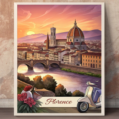Breathtaking Florence Italy Travel Poster - Renaissance Art Print Poster Canvas