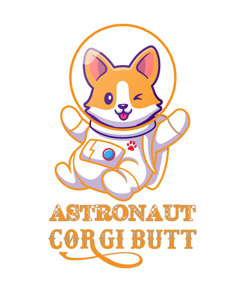 ASTRONAUT CORGI BUTT VECTOR T-SHIRT DESIGN-01 Fun Gift Poster Canvas Print A0 A1