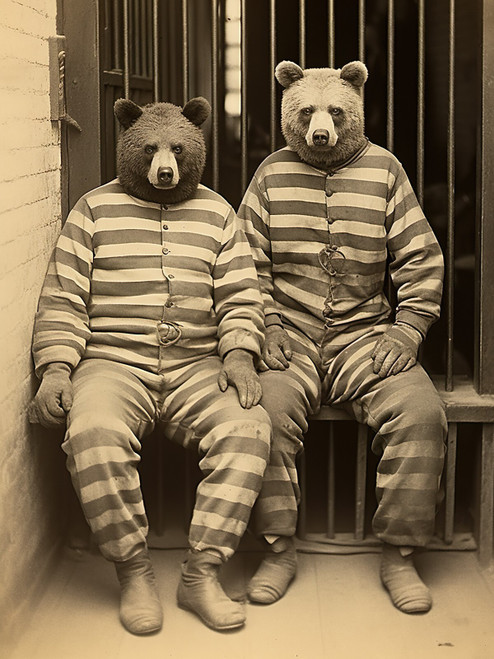 Bears in Prison-1--3by4 Poster Canvas Funny Annimals Pritnt A0 A1 A2 A3 A4 A5 A6
