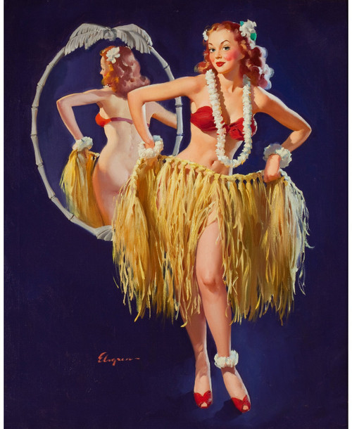 Gil Elvgren - Pinup Girl - I Hope the Boys Don't Draw the Straws Tonight Poster