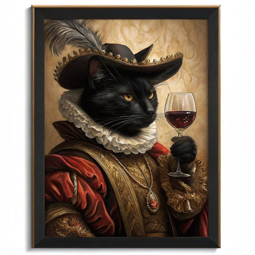 Cat Aristocrat Wall Art Retro Cat In A Hat Print Poster Art Cat Portrait Gift (1