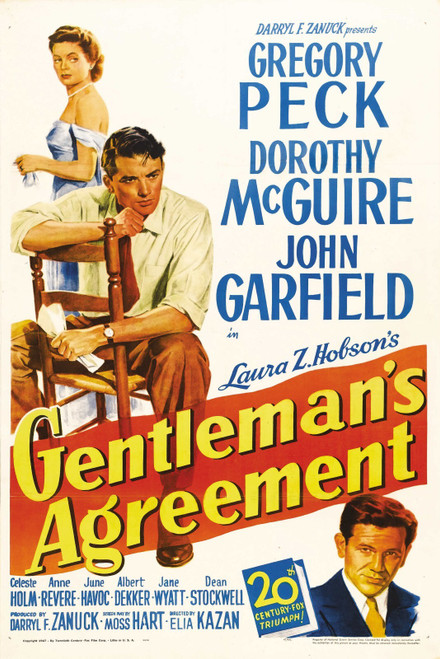 Gentleman_s Agreement (1947)_0 Movie Film Poster Canvas iconic design