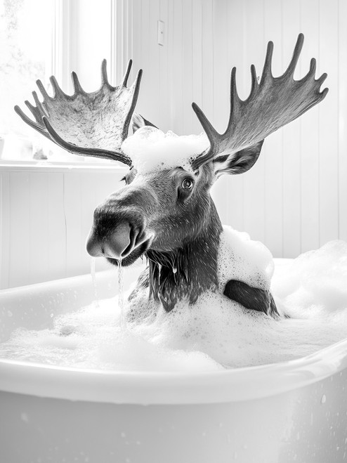 MooseInBathtub-3by4 Poster Canvas Funny Annimals Pritnt A0 A1 A2 A3 A4 A5 A6