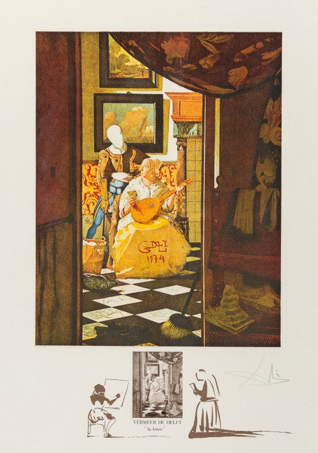 Salvador Dali (1904-1989). Vermeer La lettre, 1974. Poster Canvas Movie Film Pri