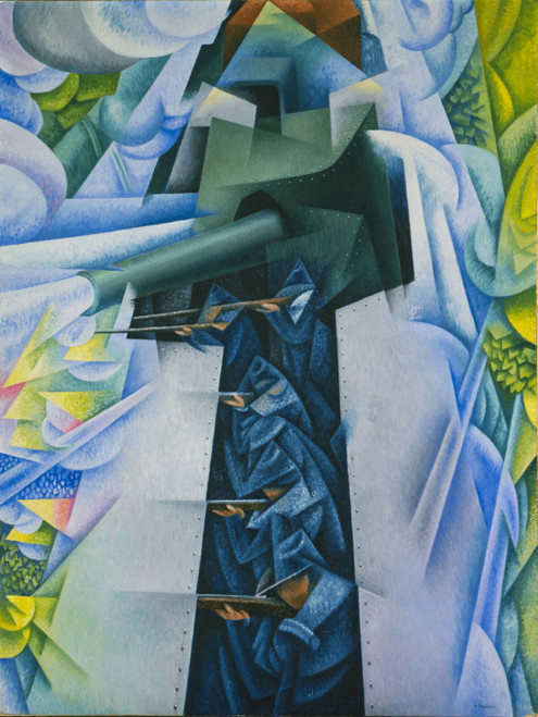 Gino Severini - Armored Train in Action Poster Canvas Movie Film Print A0 A1 A2