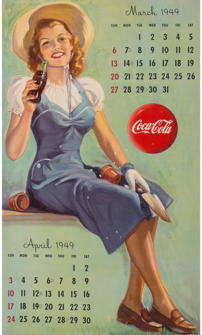 Gil Elvgren - Pinup Girl - Cola Calendar Page 2 1949 Poster Canvas Movie Film Pr