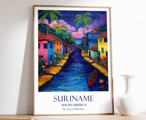 10_Suriname Print, Suriname Travel Poster, South America Wall Travel Print, Trop