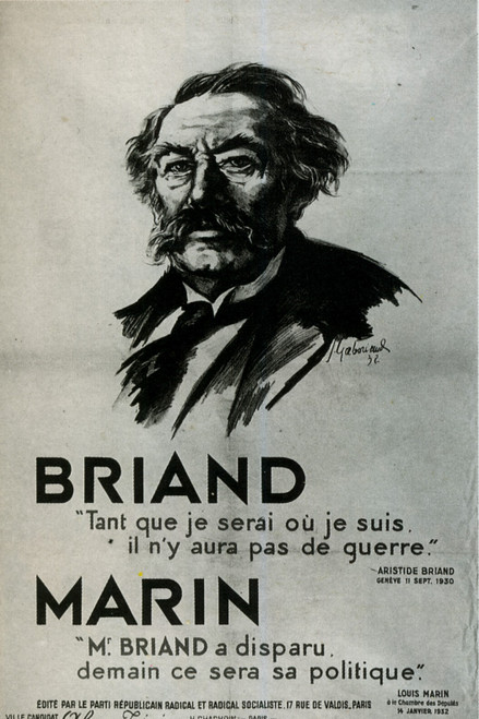 1932 Briand tant que je seroi ou je suis il n'y aura pas de guerre, Post Art Ga