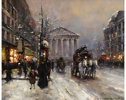 EDOUARD LEON CORTES Rue Royal- upscaled Poster Canvas Print Art Painting Decor