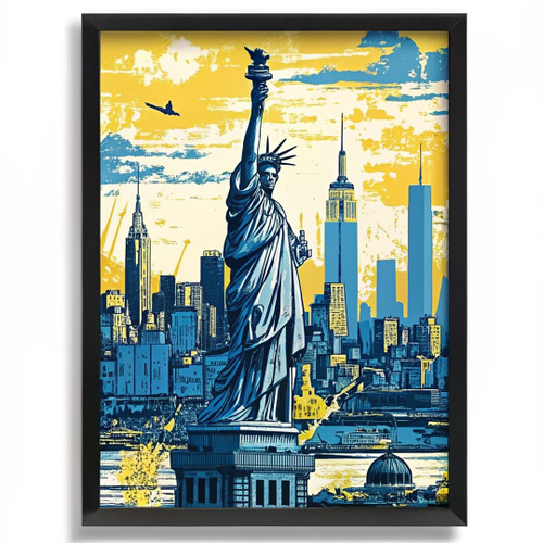 Statue Of Liberty Wall Art Print Bright Colours Painting Poster Print Picture Po