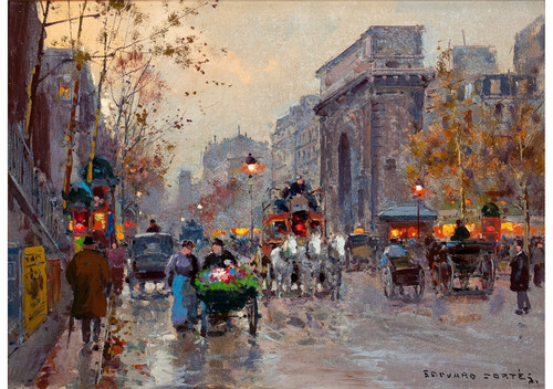 EDOUARD LEON CORTES Paris Street Scene Poster Canvas Movie Film Print A0 A1 A2 A