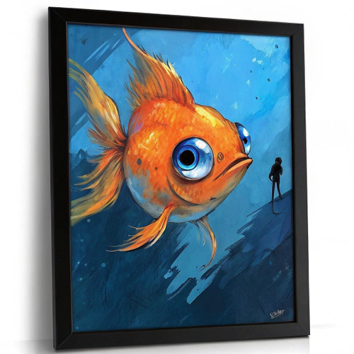 Cute Fish Art Print Cartoon Nursery Wall Art Framed Fish Print New Baby Gift (2)