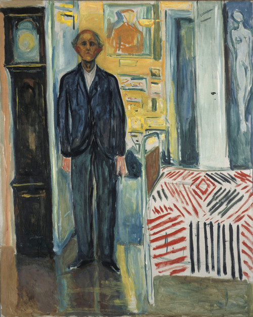Edvard Munch - Self Portrait Between the Clock and the Bed Poster Canvas Print A