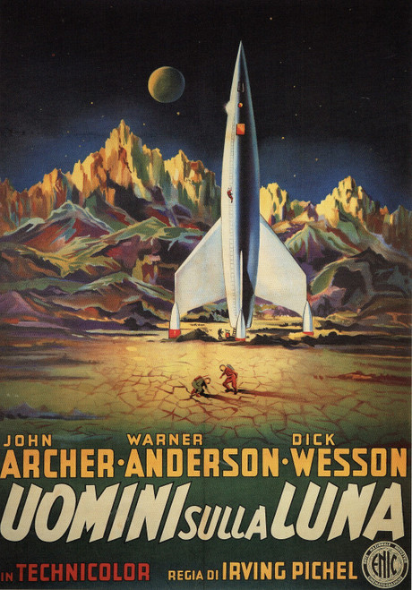 Destination Moon- Italian -1950 Art Gallery Poster Canvas Print Wall Decoration