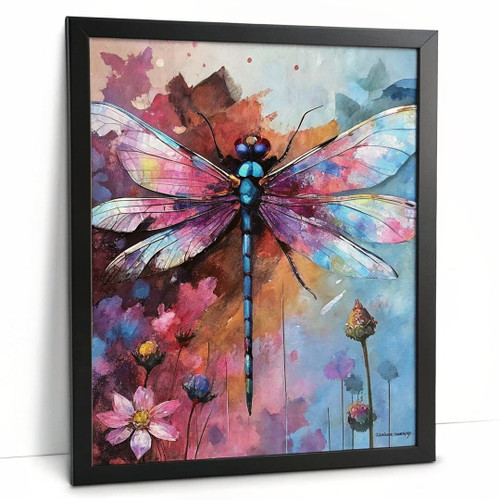 Purple Dragonfly Wall Art Shabby Chic Picture For The Lounge Pink Dragonfly Art