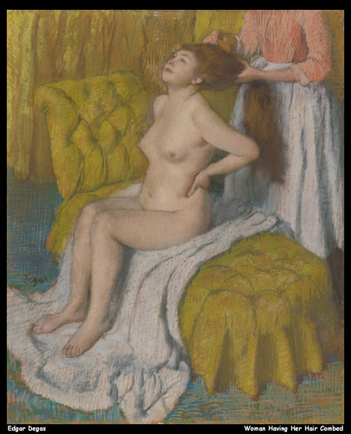 edgar-degas---woman-having-her-hair-combed_11018823694_o(1) Poster Canvas Print