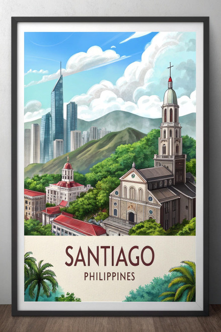 Captivating Santiago Philippines Travel Poster - Vibrant Cityscape Art Print Pos