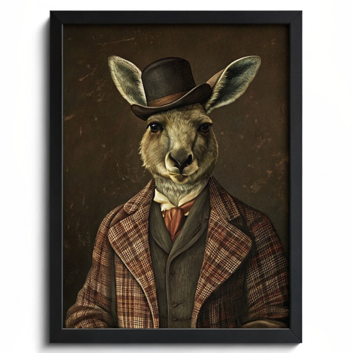 Peaky Blinders Kangaroo Quirky Animal Wall Print Kangaroo Poster Art Painting (3