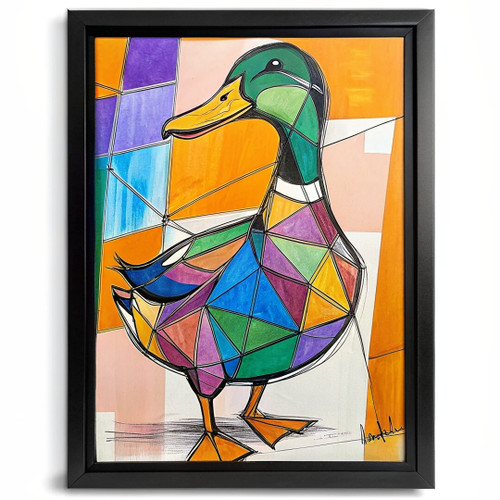 Expressive Duck Art Print, Colourful Line Art Duck Poster, Animal Wall Art Print