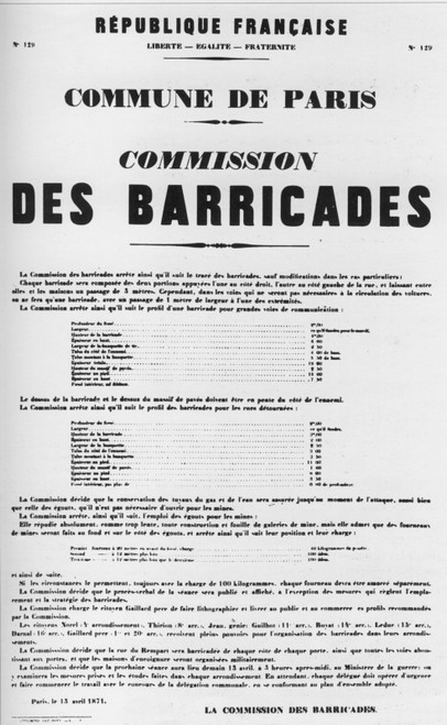 1871 Commune de Paris Commission des barricades, Commune of Paris Commission o