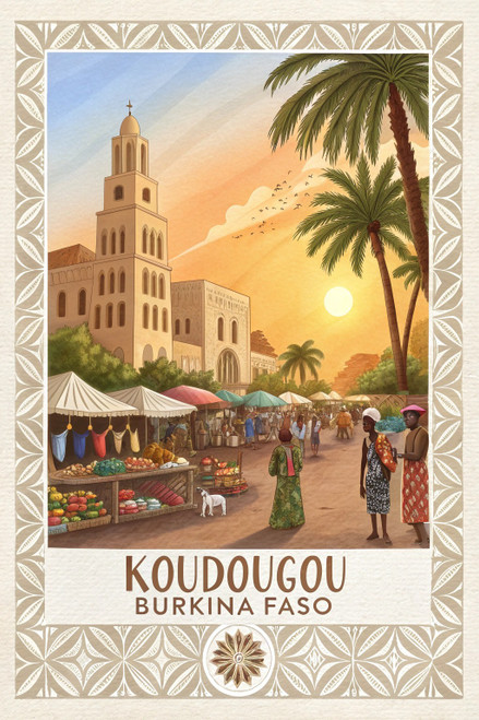 Vibrant Koudougou Burkina Faso - Colorful Market Scene Travel Poster Poster Movi Vibrant Koudougou Burkina Faso - Colorful Market Scene Travel Poster Poster Movi