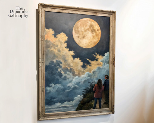 Full moon and clouds PRINTABLE vintage style digital print - Mystical celestial