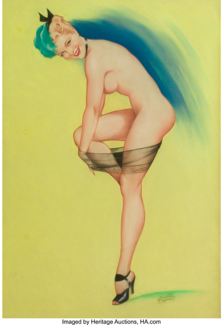 CARDWELL HIGGINS (American, 1902-1983). Nude in Heels Poster Canvas Movie Film P