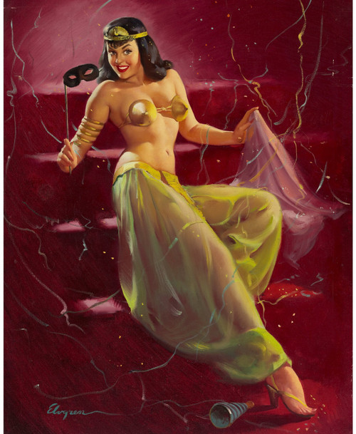 Gil Elvgren - Pinup Girl - Did You Recognize Me by My Voice 1948 Poster Canvas M